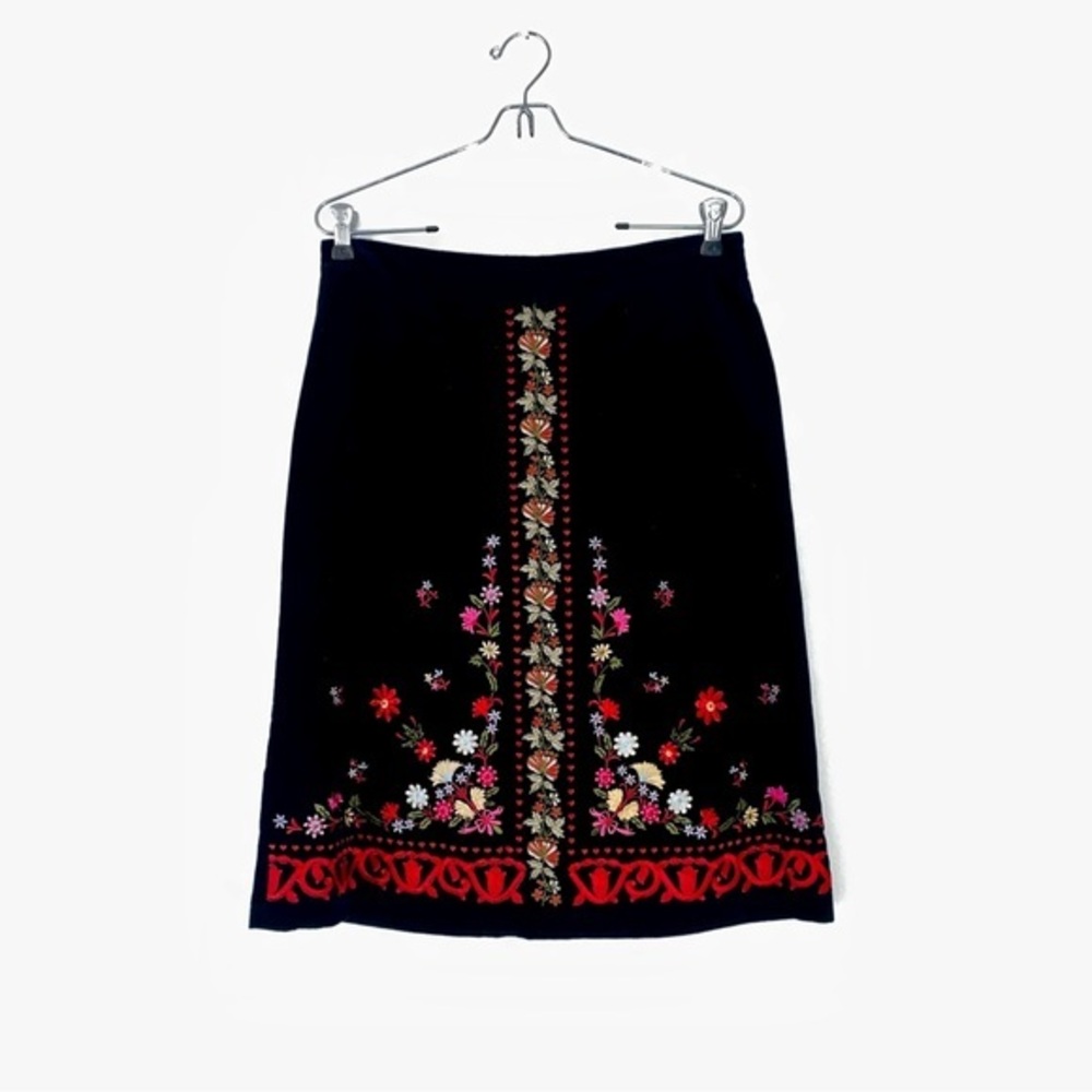 Clio Vintage Cotton Whimsygoth Victorian Embroidered Vampy Romantic Skirt 8